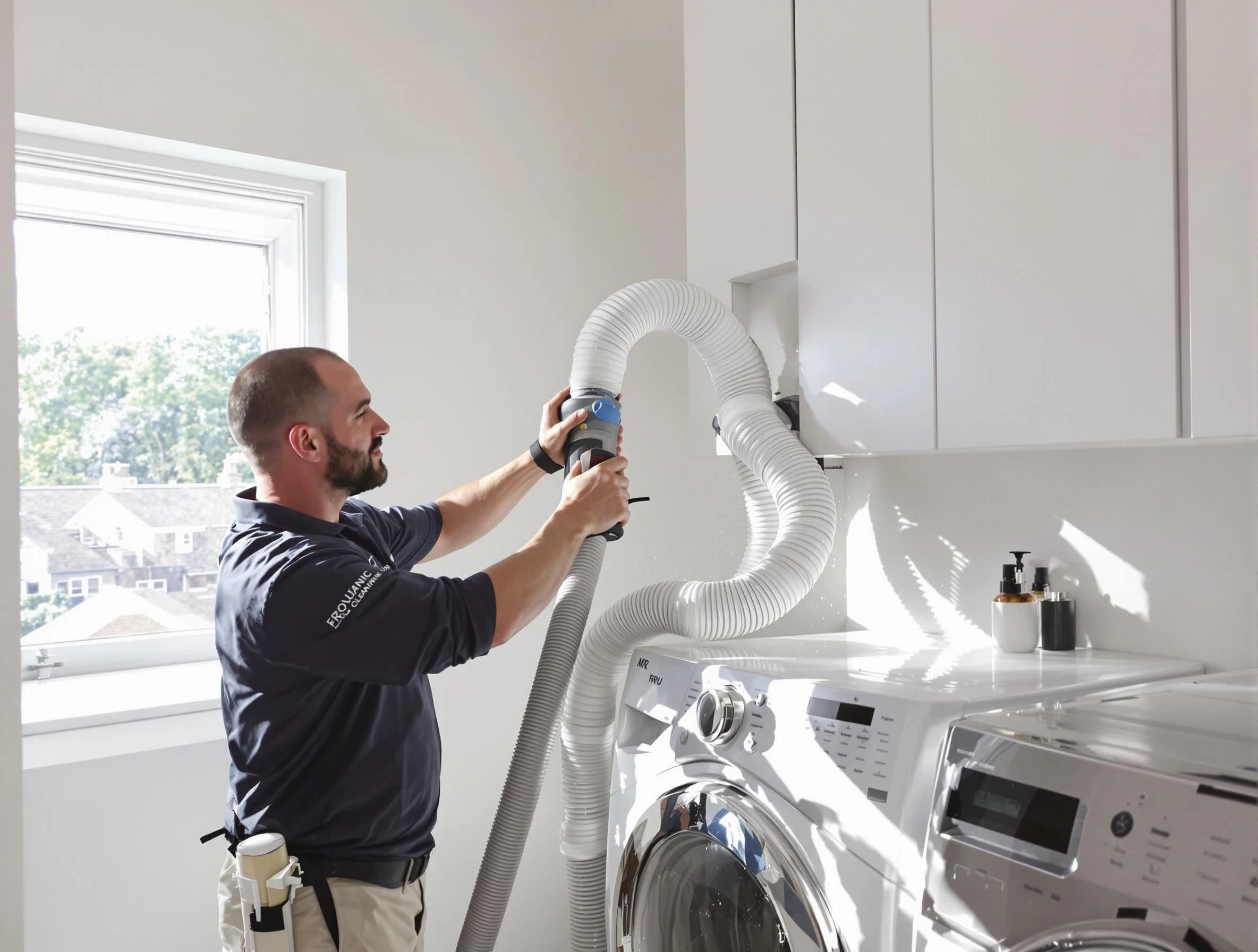 Certified Sunset Dryer Vent Cleaning technician performing dryer vent cleaning in Sunset