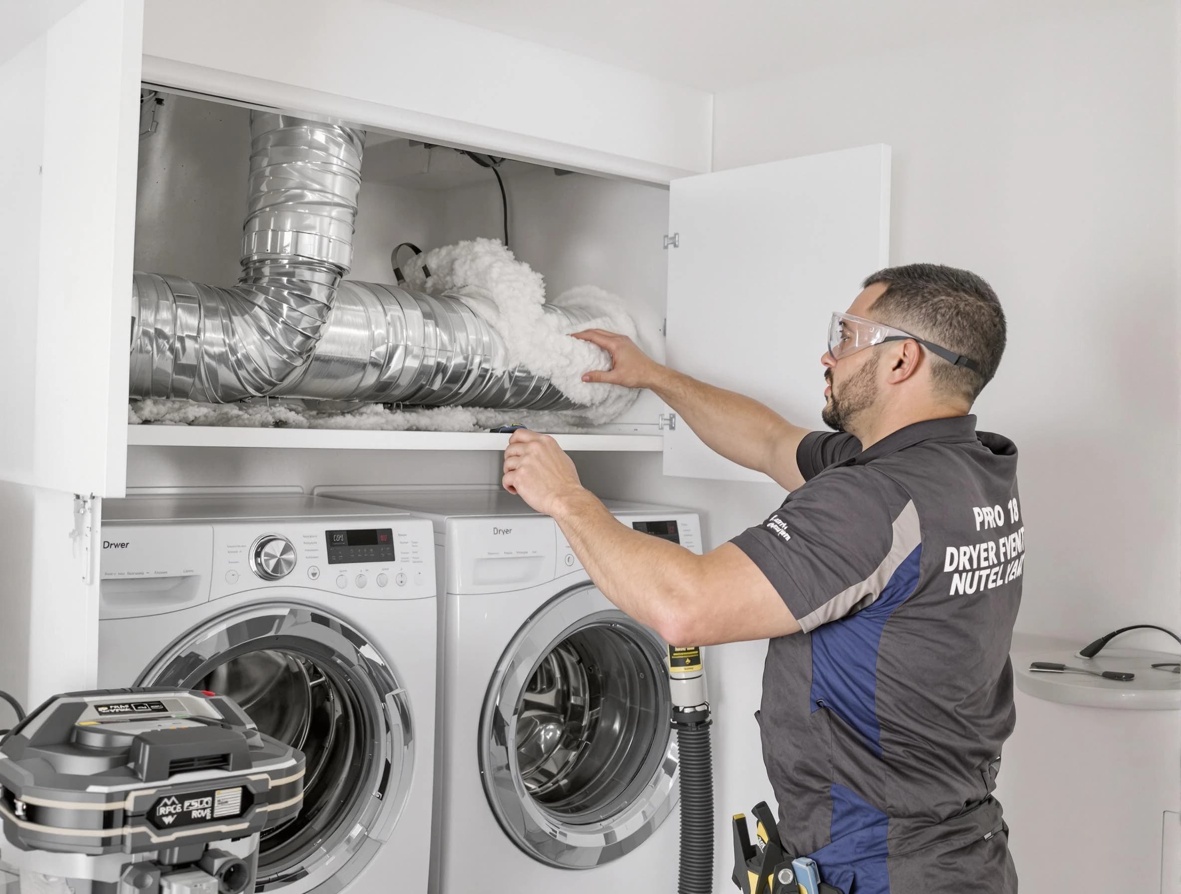 Sunset Dryer Vent Cleaning certified technician performing specialized gas dryer vent cleaning in Sunset