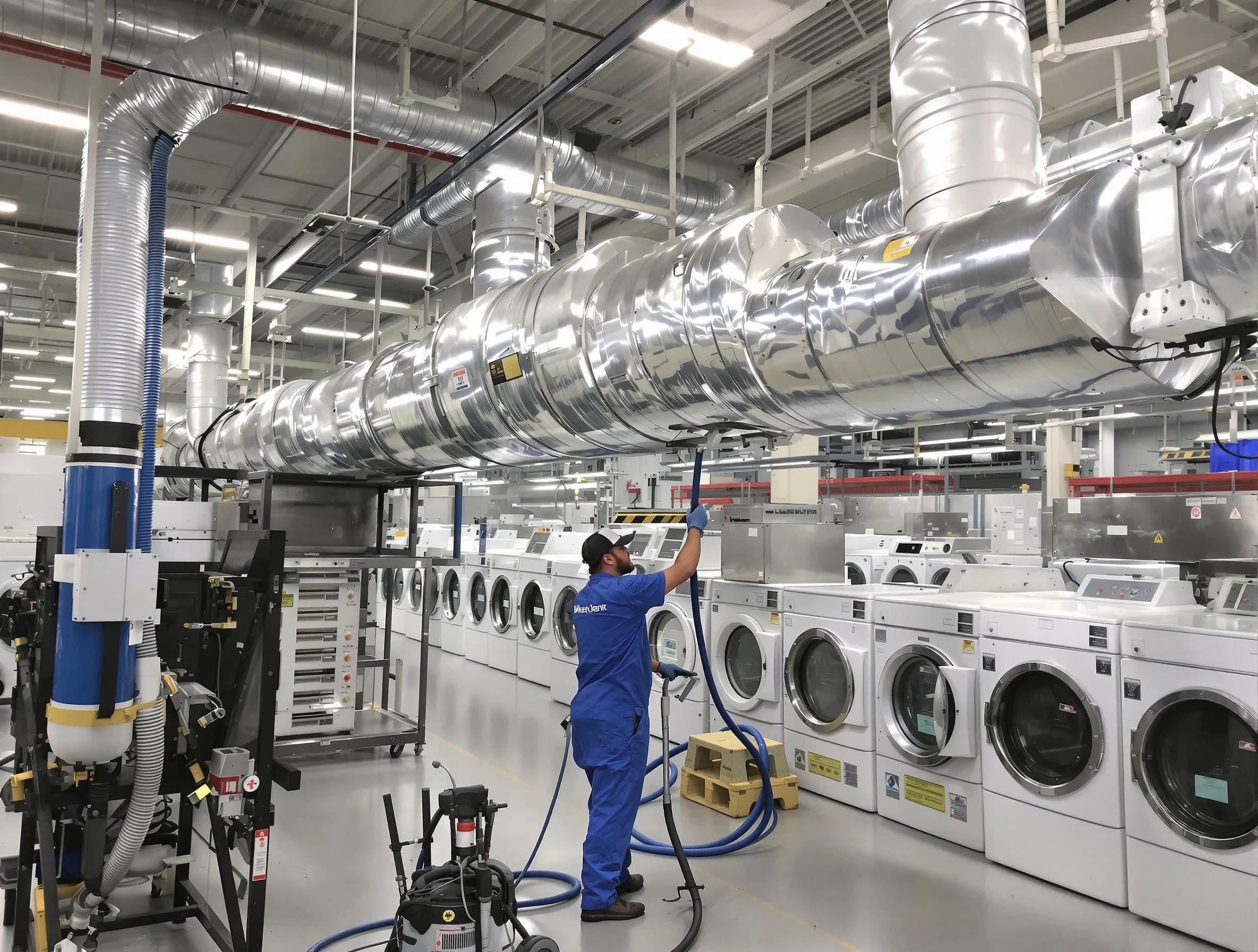 Sunset Dryer Vent Cleaning team performing heavy-duty industrial dryer vent cleaning in Sunset